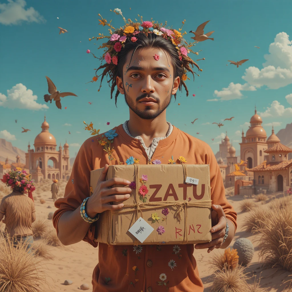 Surreal graphic layout for a scheduled parcel delivery
