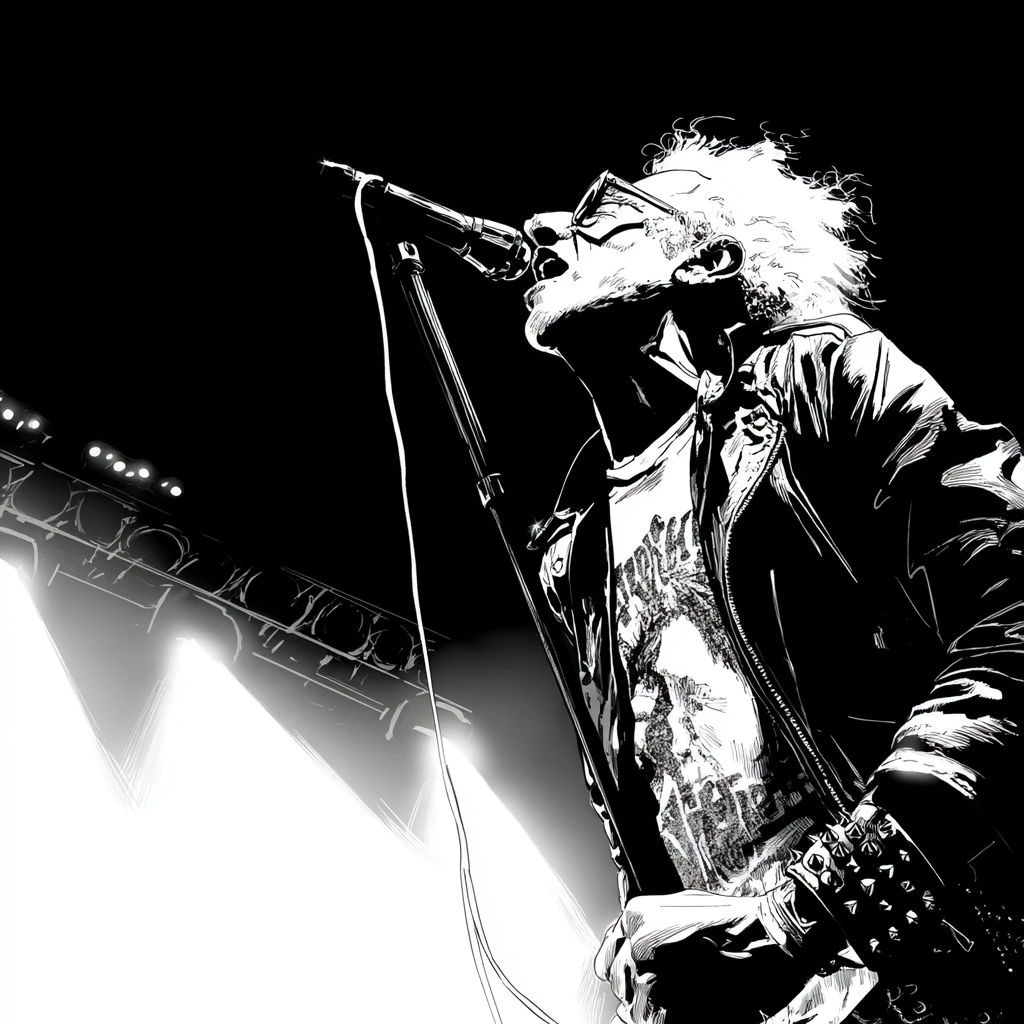 Hombre mayor haciendo headbanging en un concierto de heavy metal