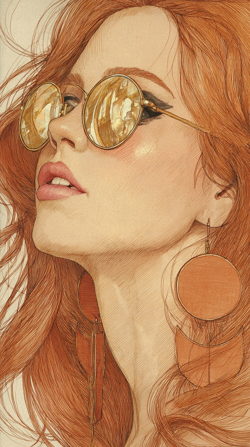 Elegant fashion illustration of a woman in profile view