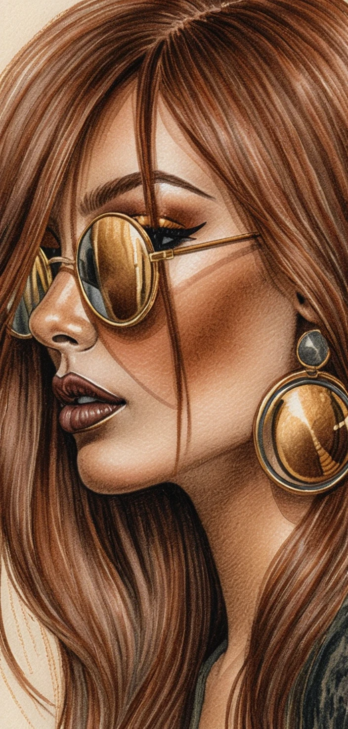Elegant fashion illustration of a woman in side profile