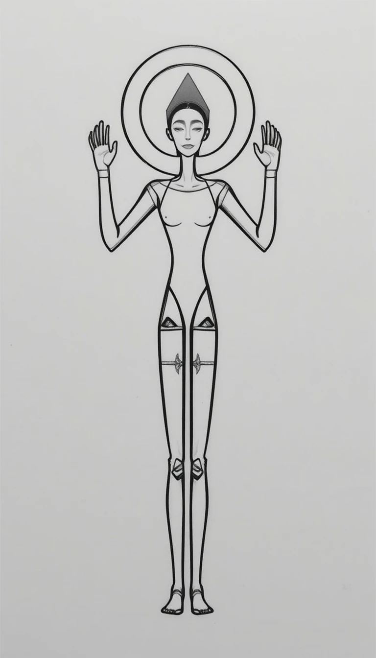 Stylized humanoid pictogram with halo like circular aura