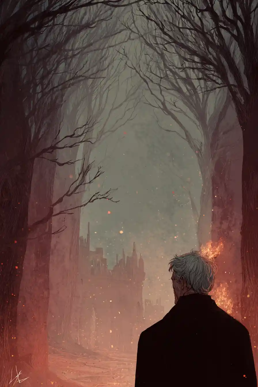 Heartbroken man watching a supernatural woman walk away