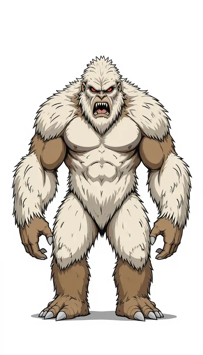 Cartoon yeti creature standing in a full body front view