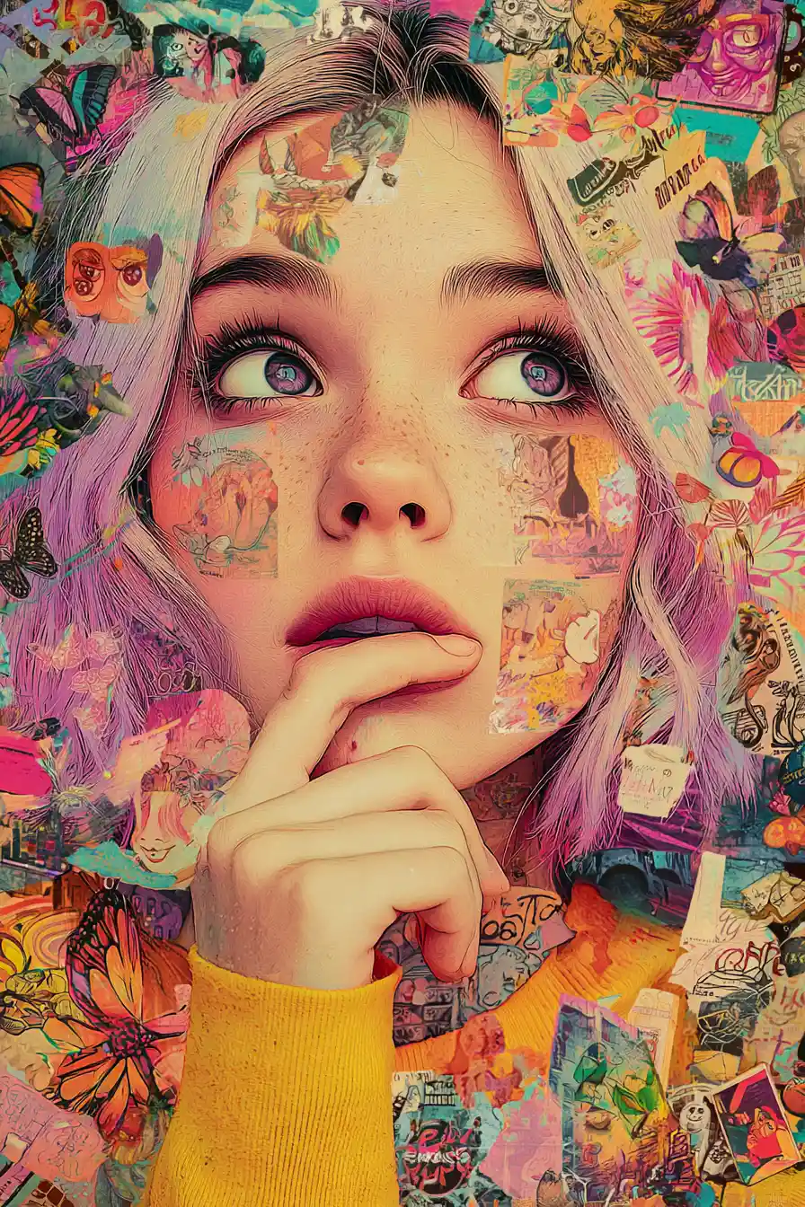 Cute fairy illustration with funky charming artistic colors