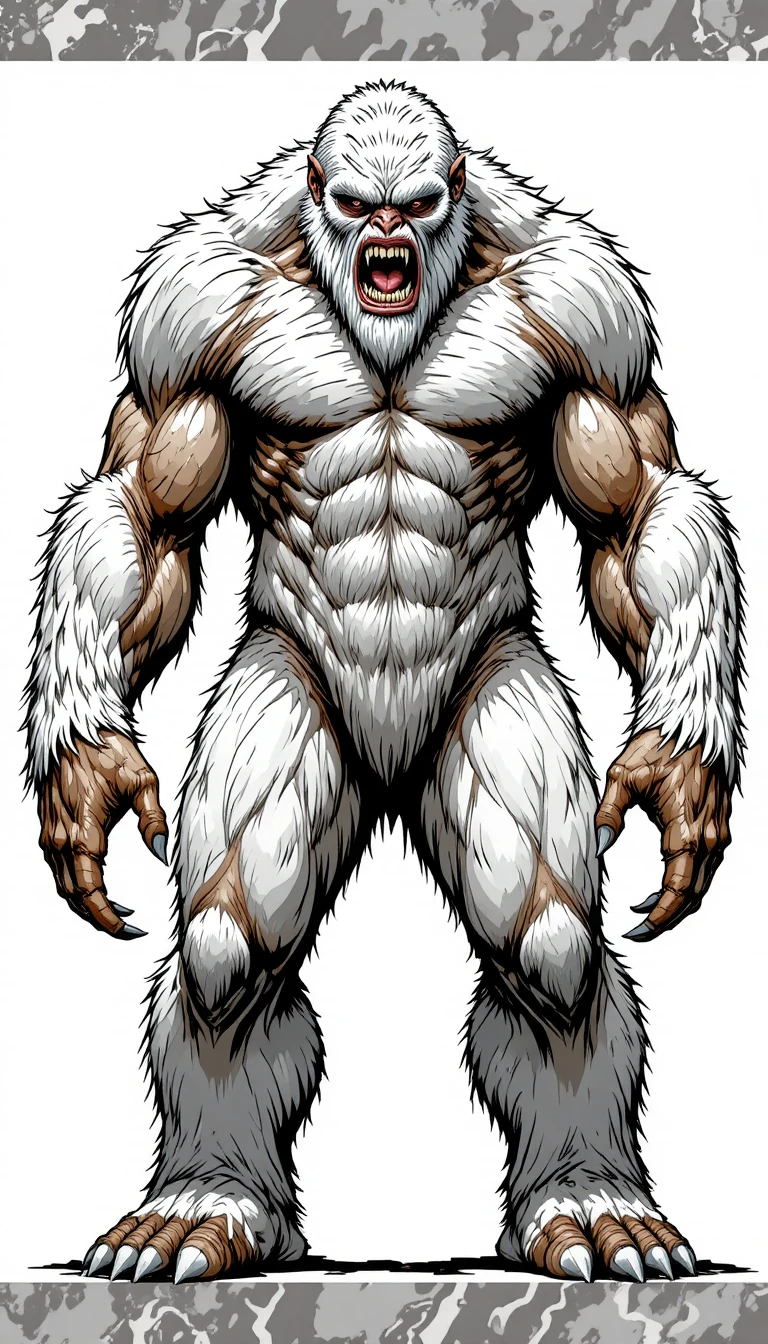 Muscular yeti monster in bold comic style front pose