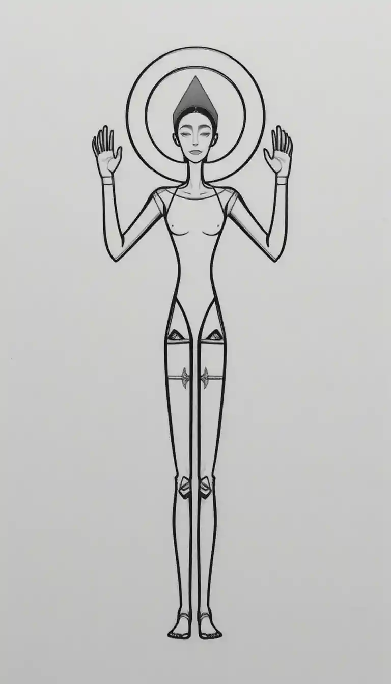 Stylized humanoid pictogram with halo like circular aura