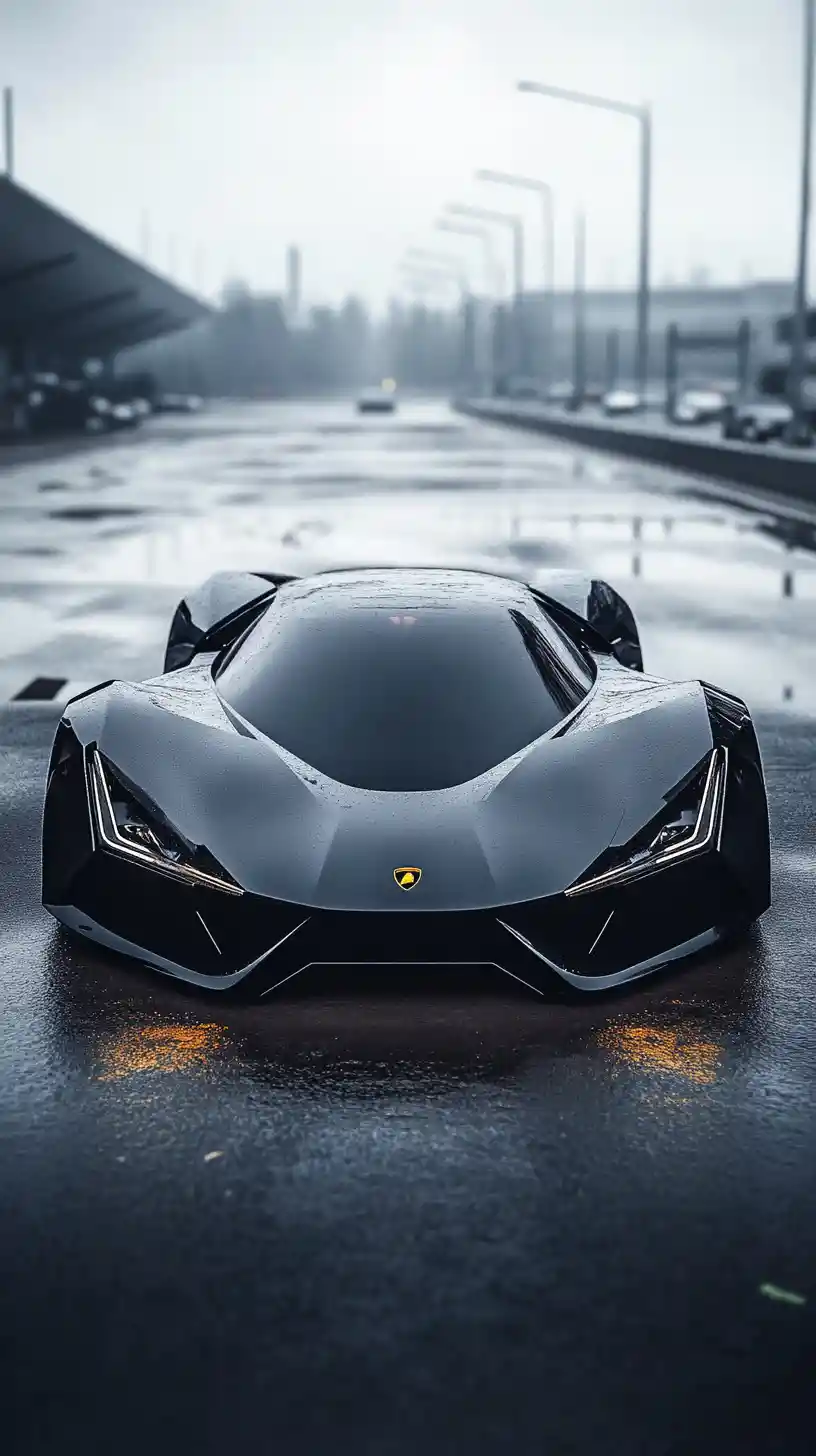 Sports car racing along a highway fast lane