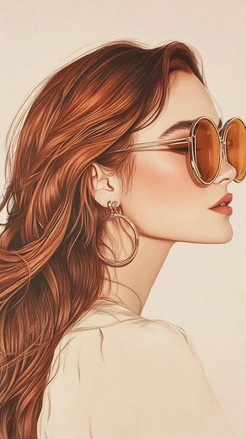 Elegant fashion illustration of a woman in profile with sunglasses