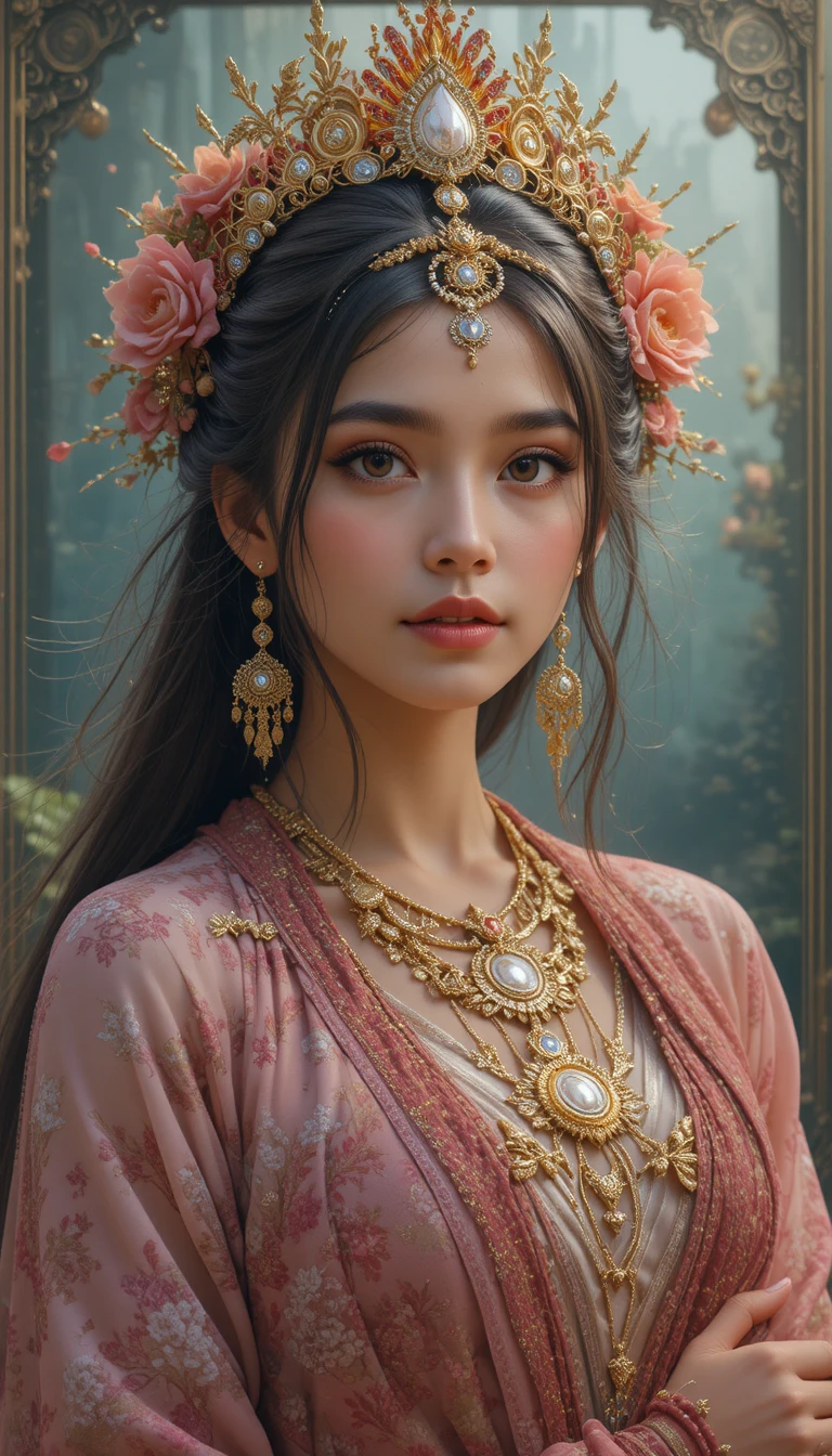 Ancient emperor in lush green valley discovering tea leaves