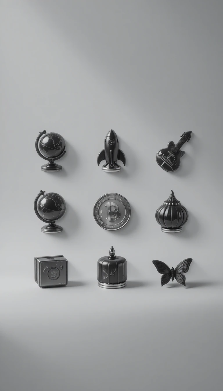 Minimalist cake icons shaped as luxury objects on white