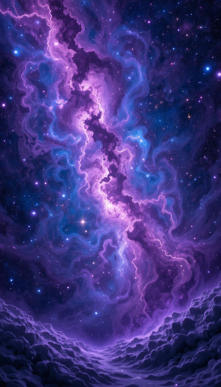 Paisaje cósmico con galaxias en espiral y estrellas luminosas