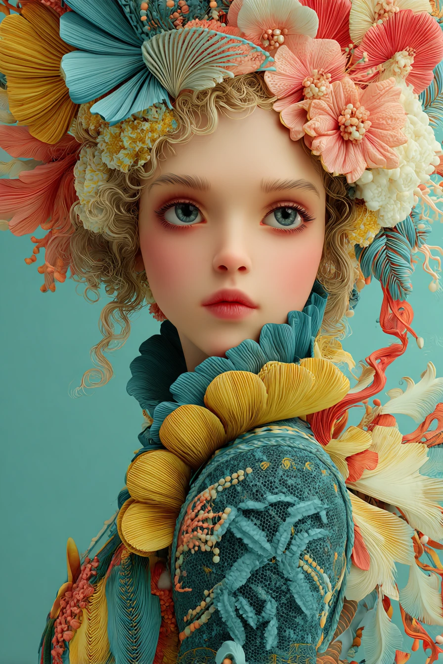 Retrato 3D nostálgico de una encantadora mujer de estilo vintage