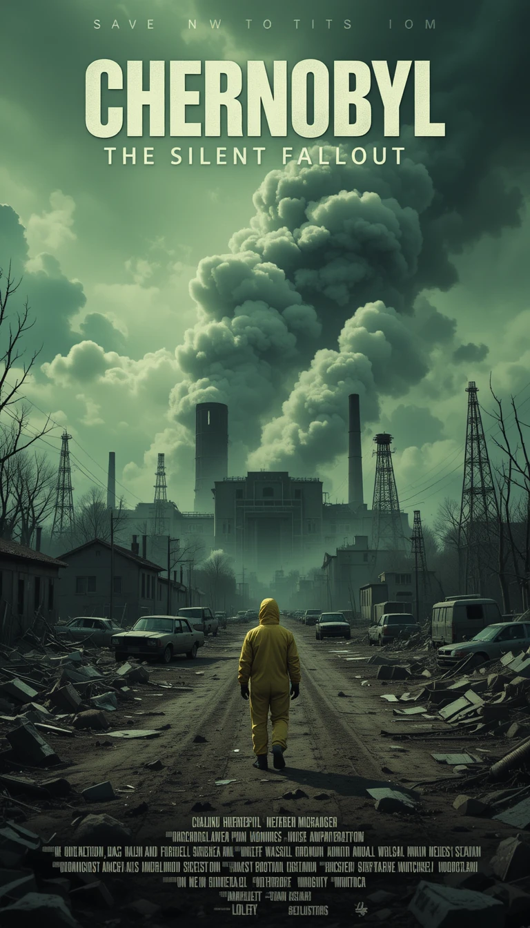 Ominous movie poster of a ruined Chernobyl nuclear reactor