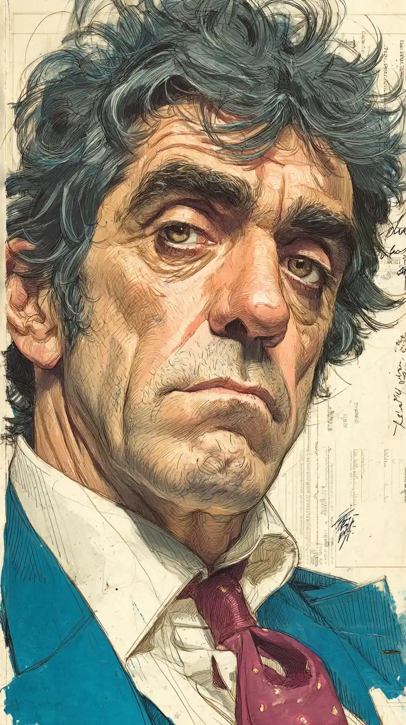 Expressive digital painting portrait of a serious man