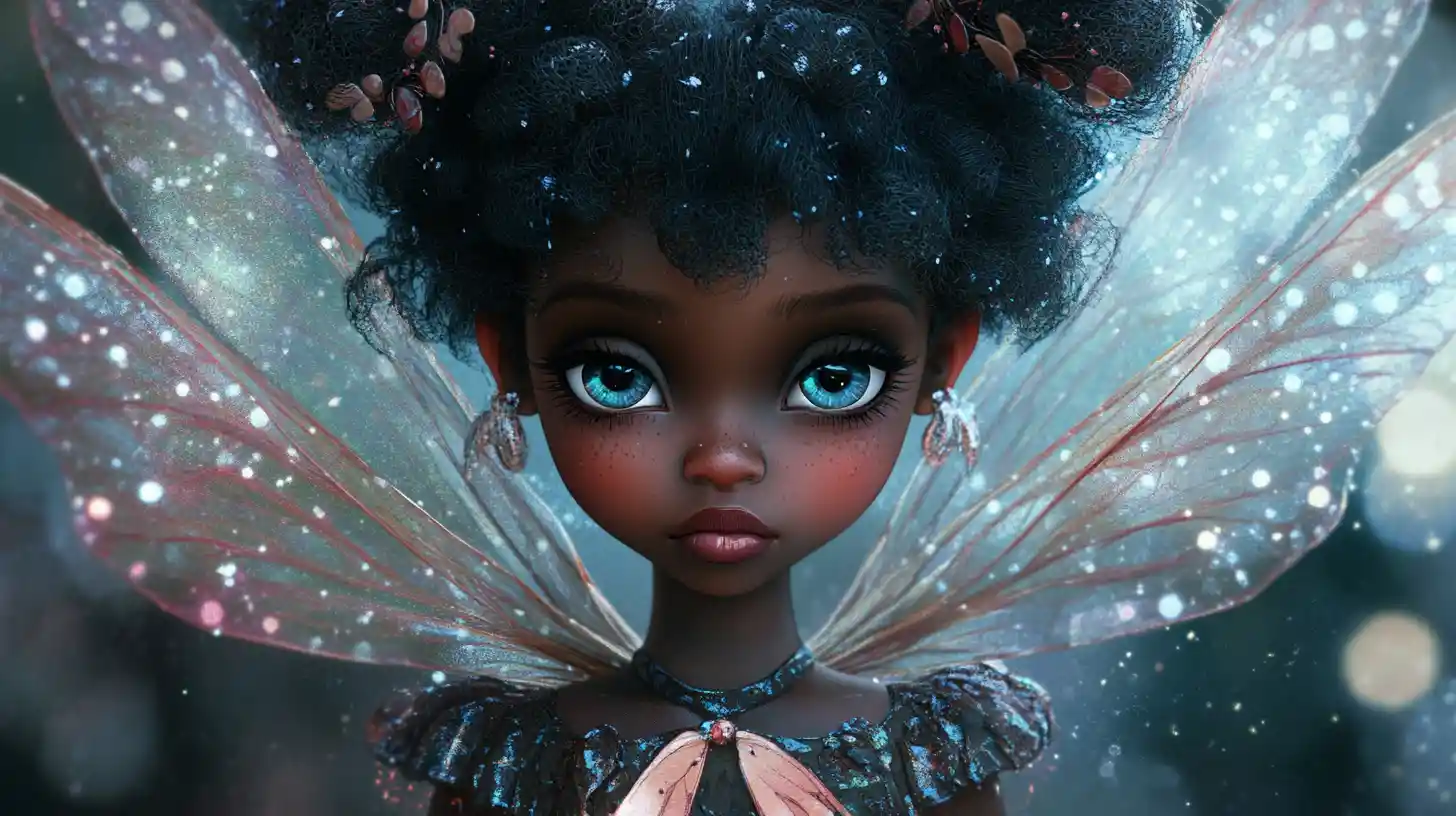 Poupée fée gothique fantaisiste aux grands yeux brillants