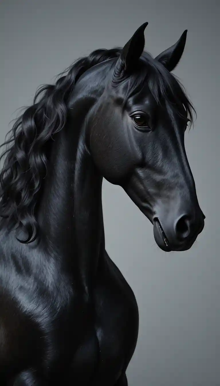 Primo piano di un fiero cavallo spagnolo nero