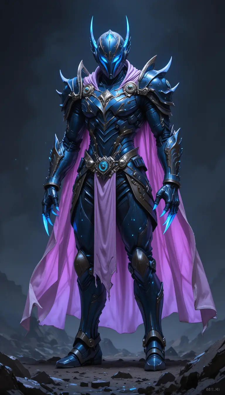 Armored Sci Fi Warrior With Glowing Blue Energy Claws