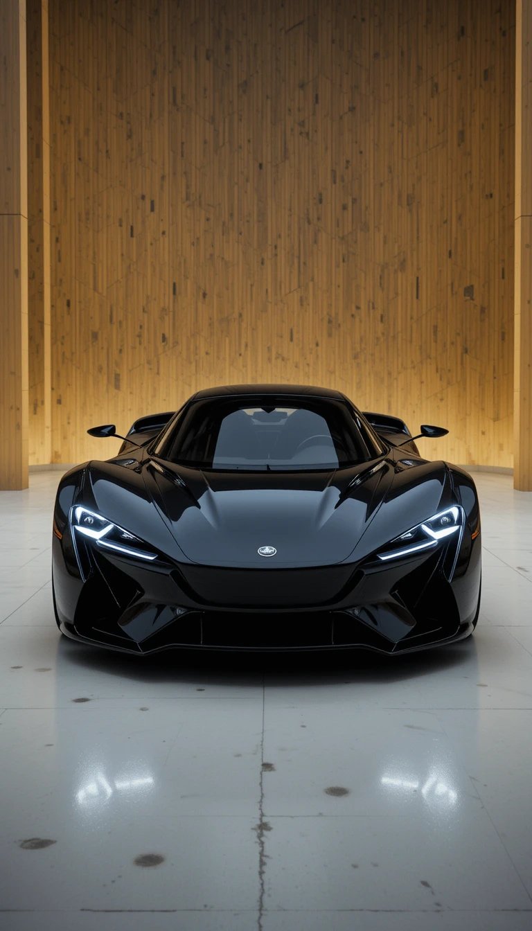 Futuristic black concept car with seamless organic body