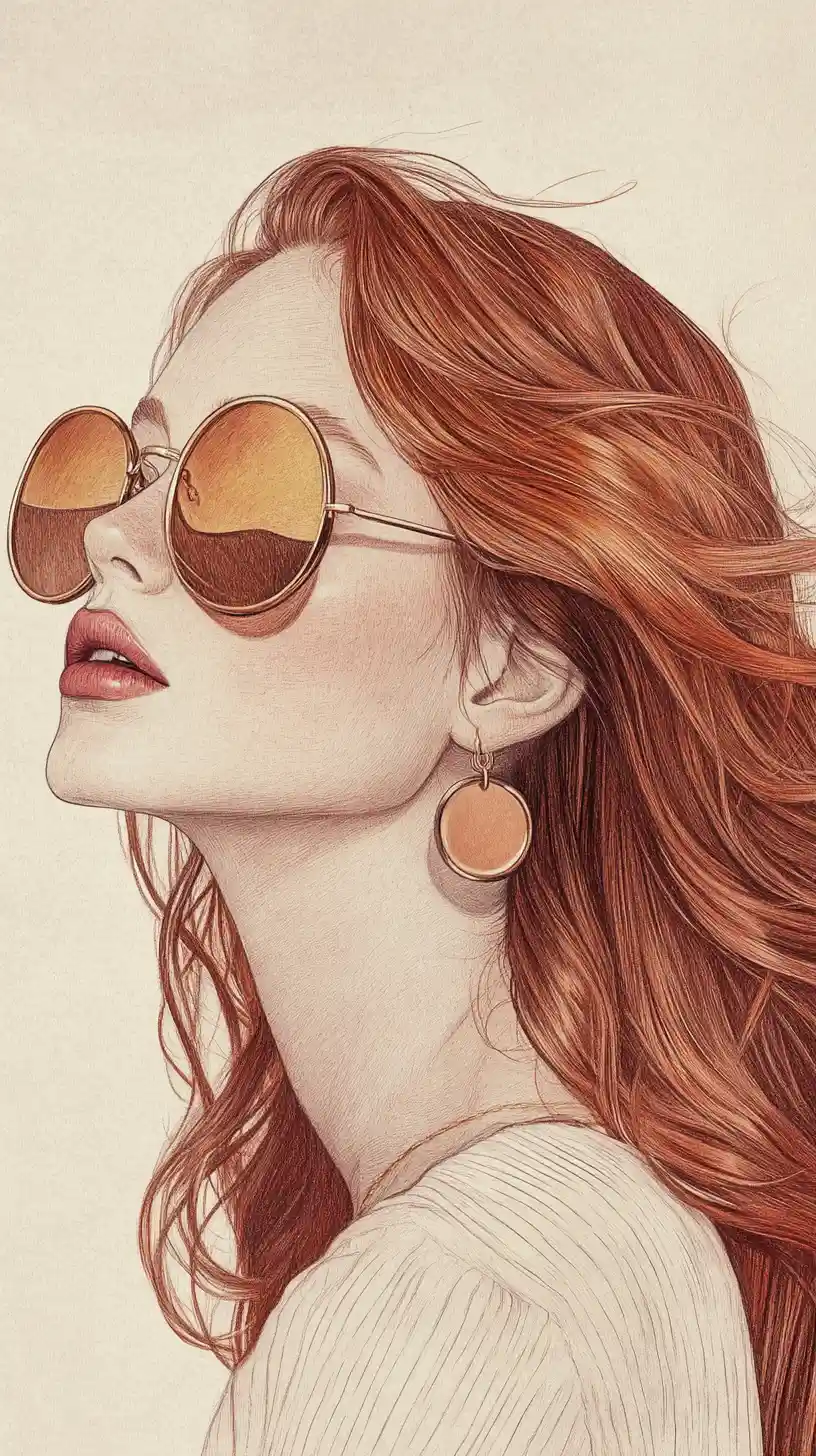 Elegant fashion illustration of woman in profile with sunglasses