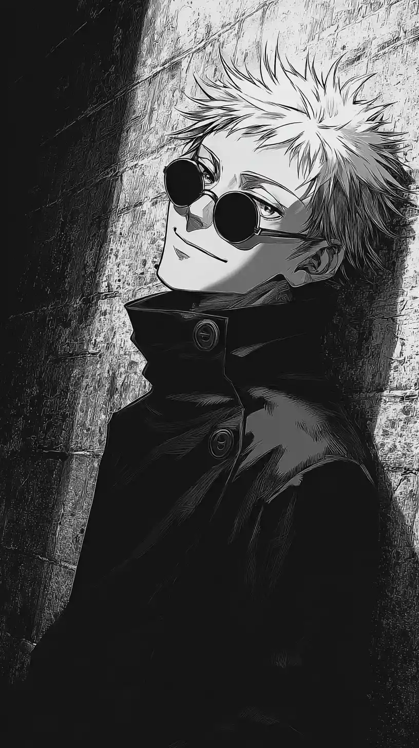 Homme d’anime cool avec lunettes de soleil en portrait monochrome