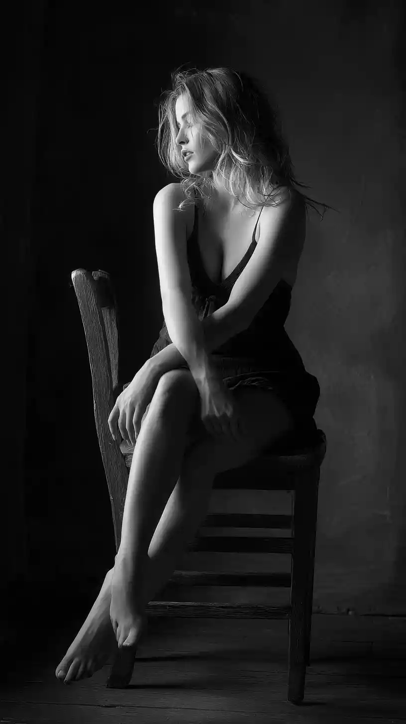 Ritratto fine art in bianco e nero di una donna seduta