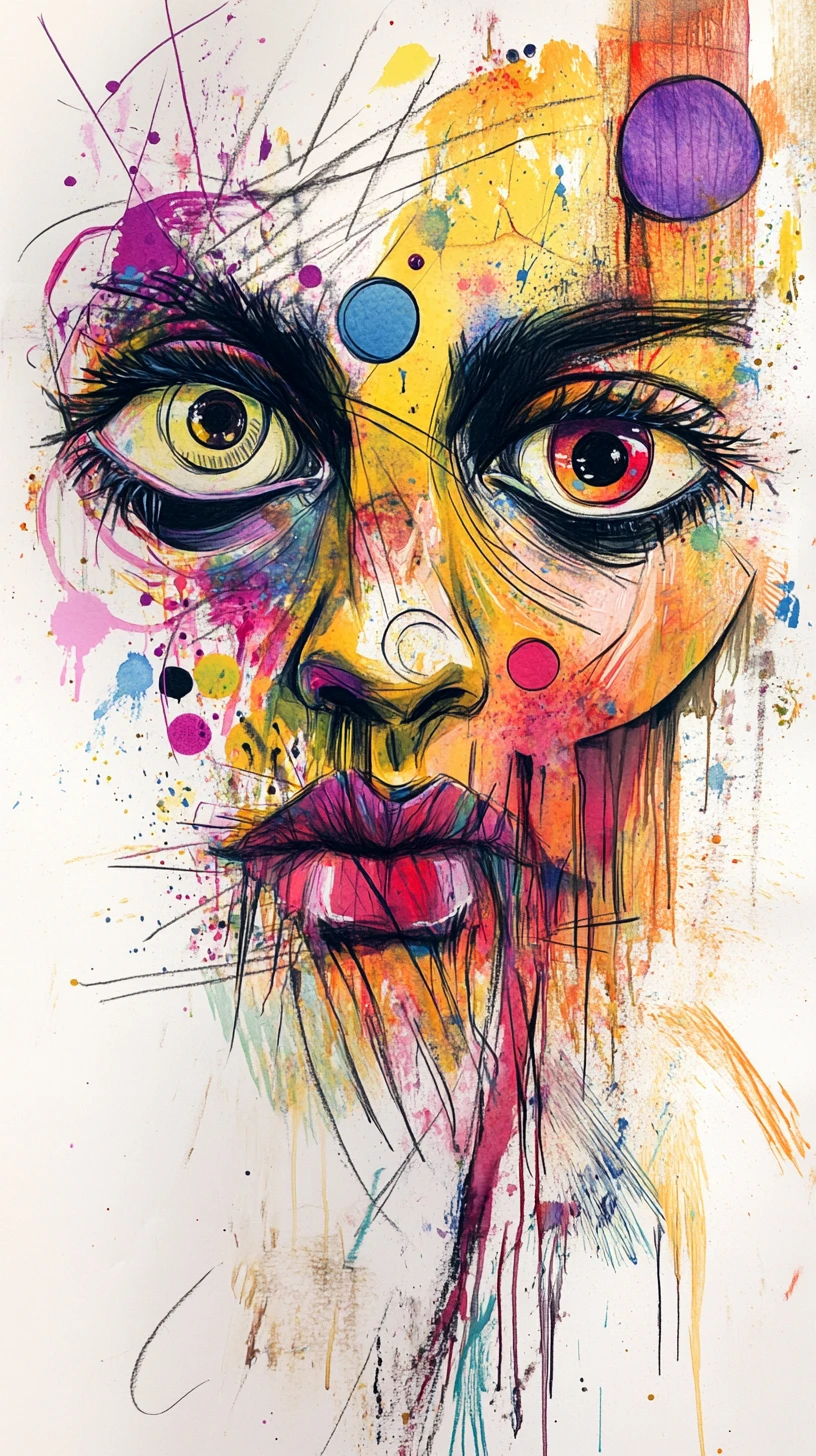Playful portrait of a paint streaked creative artist