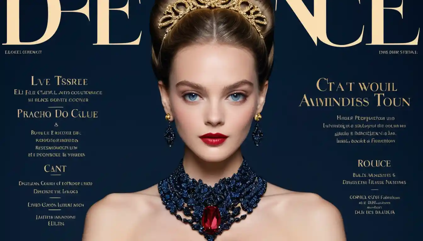 Elegant woman in midnight blue haute couture evening gown