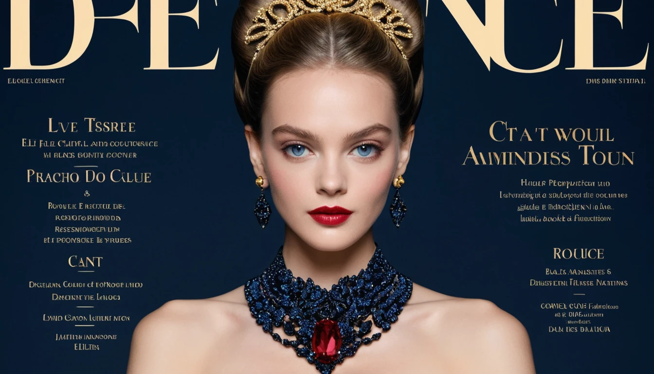 Elegant woman in midnight blue haute couture evening gown