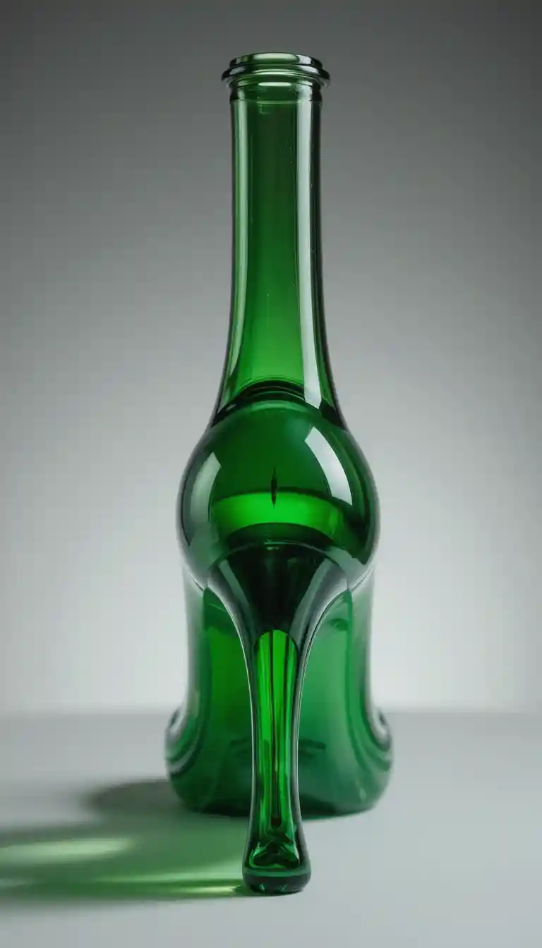 Rear close up of a green glass heel inside a bottle neck