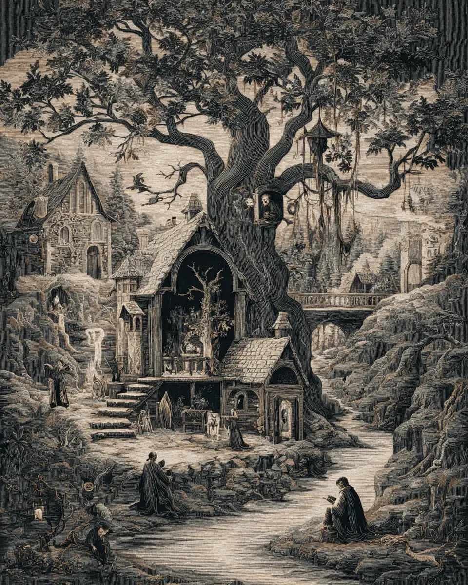 Dark tapestry woven from haunting fairytale threads