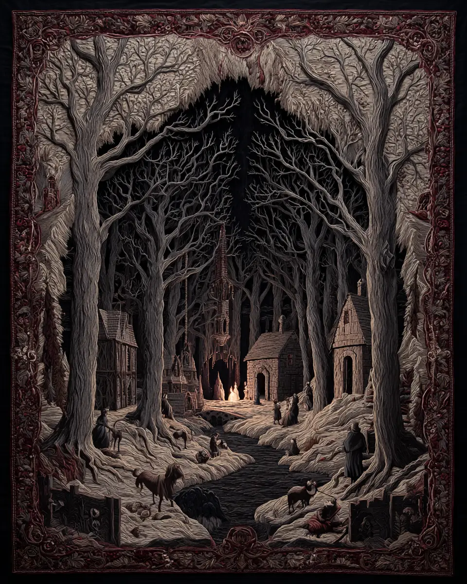 Dark fantasy tapestry of haunting story threads