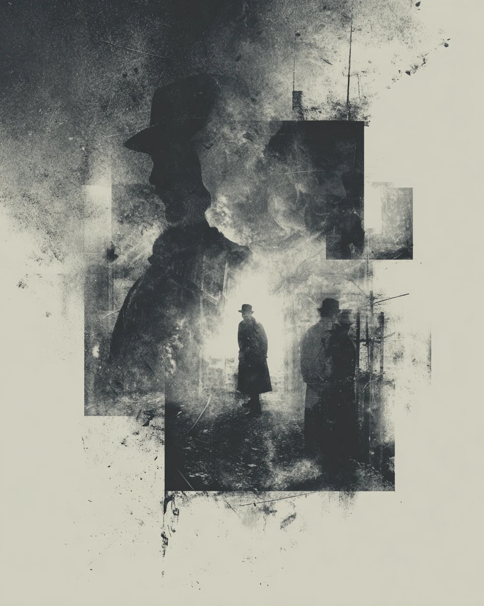 Dark abstract mosaic tribute to grim fairy tales