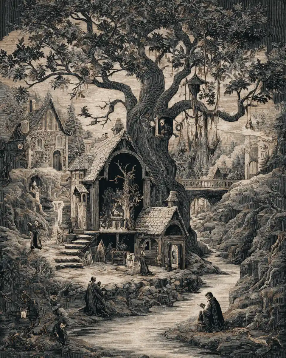 Dark tapestry woven from haunting fairytale threads