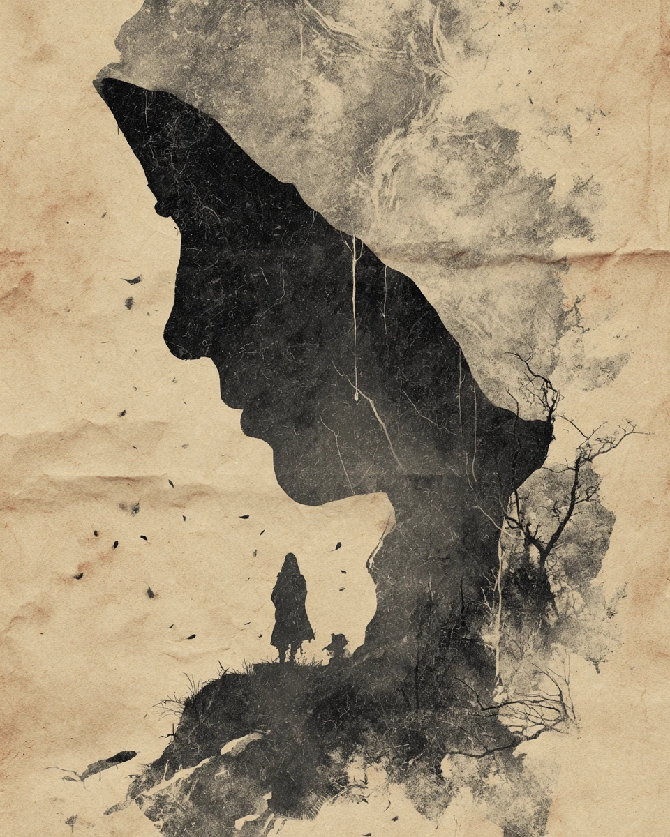 Dark abstract mosaic tribute to grim fairy tale worlds