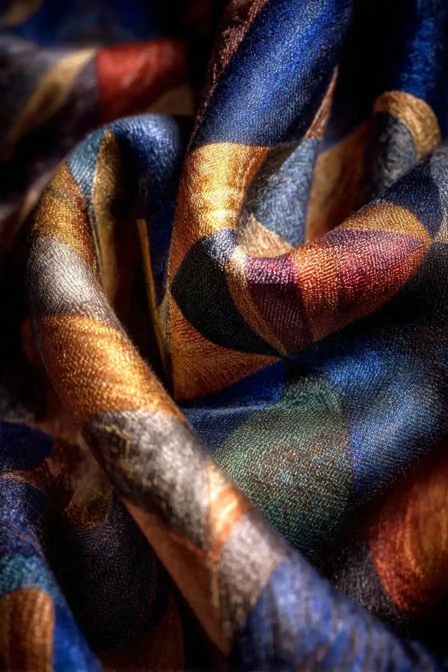 Abstract digital silk inspired by radiant sun memories