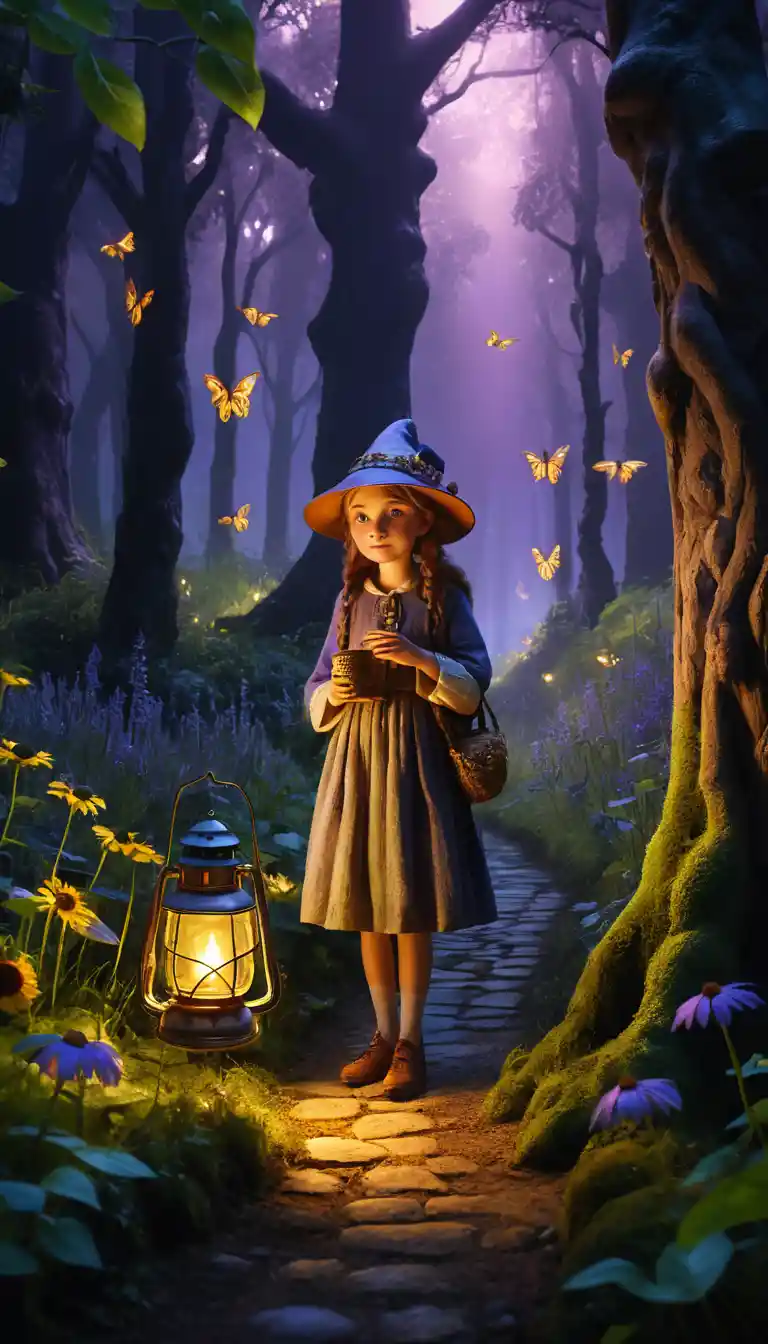 Villaggio medievale incantato in una foresta fantasy luminosa