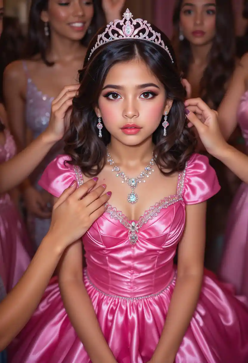 Young boy transformed into princess at slumber party