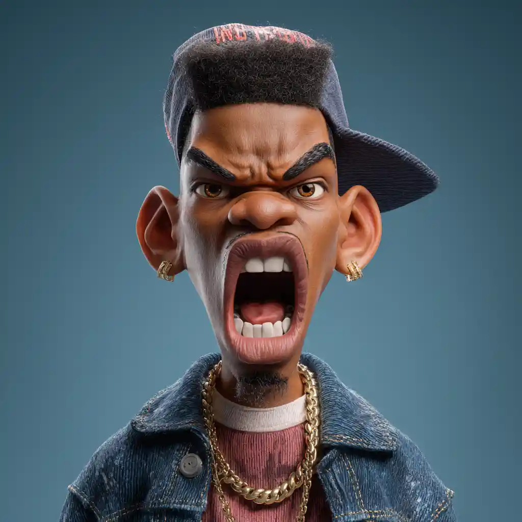 Giovane rapper hip hop in 3D in una strada di Harlem