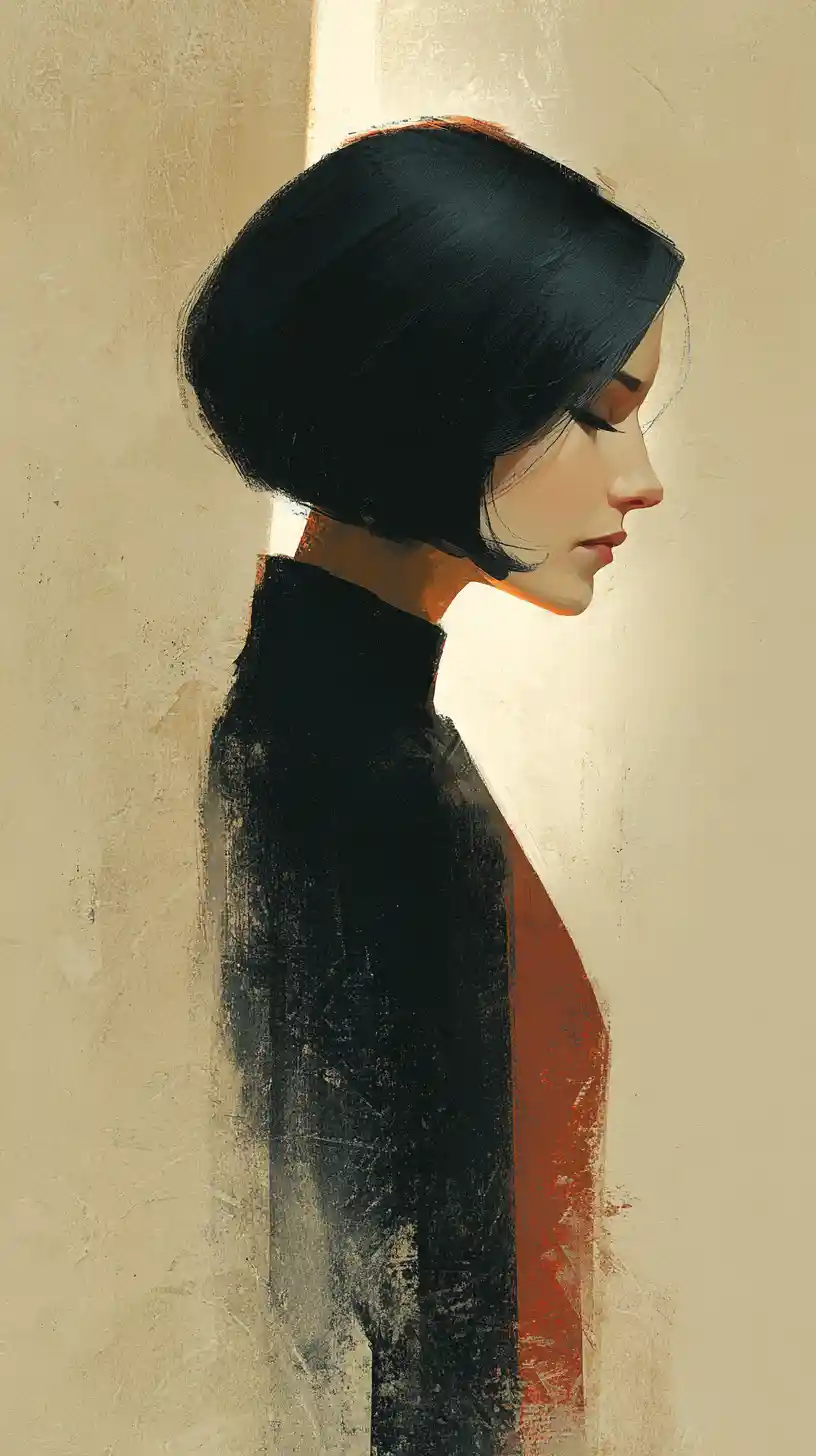 Moody painted portrait with dramatic rim light and shadow