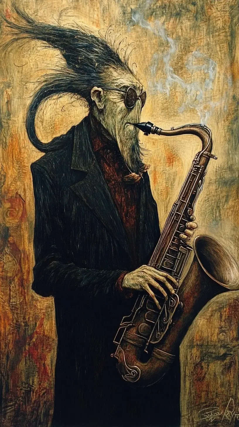 Notas musicales abstractas que bailan al ritmo animado del jazz