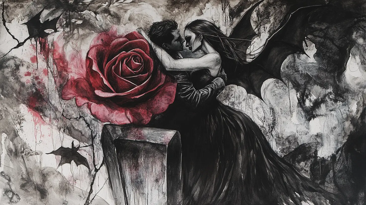 Vampire And Bat In Dark Fantasy Romantic Dance