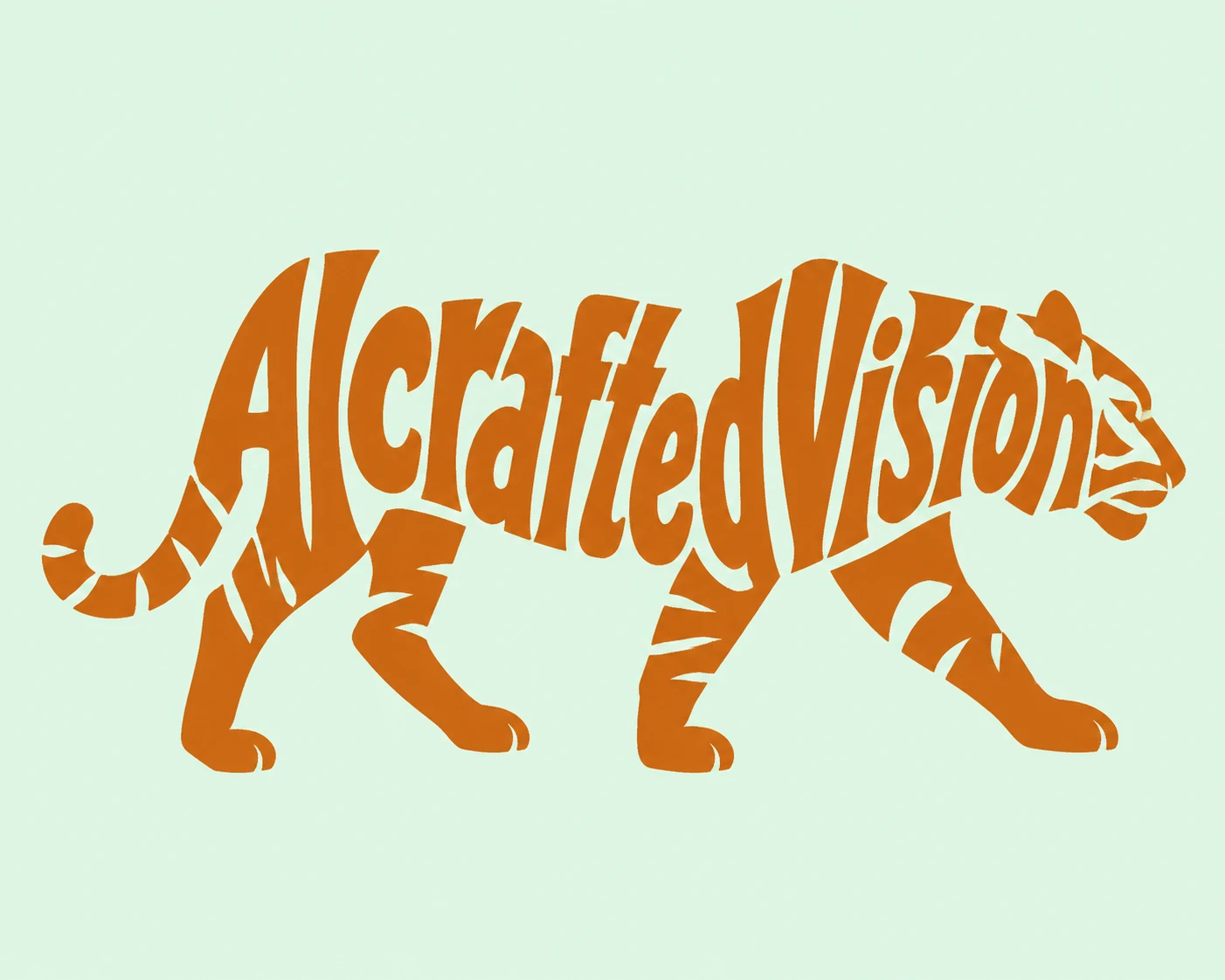 Tipografia del logo a forma di tigre per il brand Aicraftedvisions