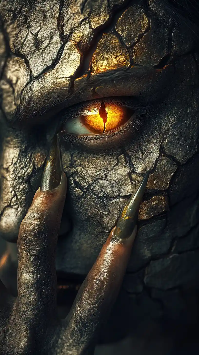 Dark fantasy portrait of a horned human demon hybrid