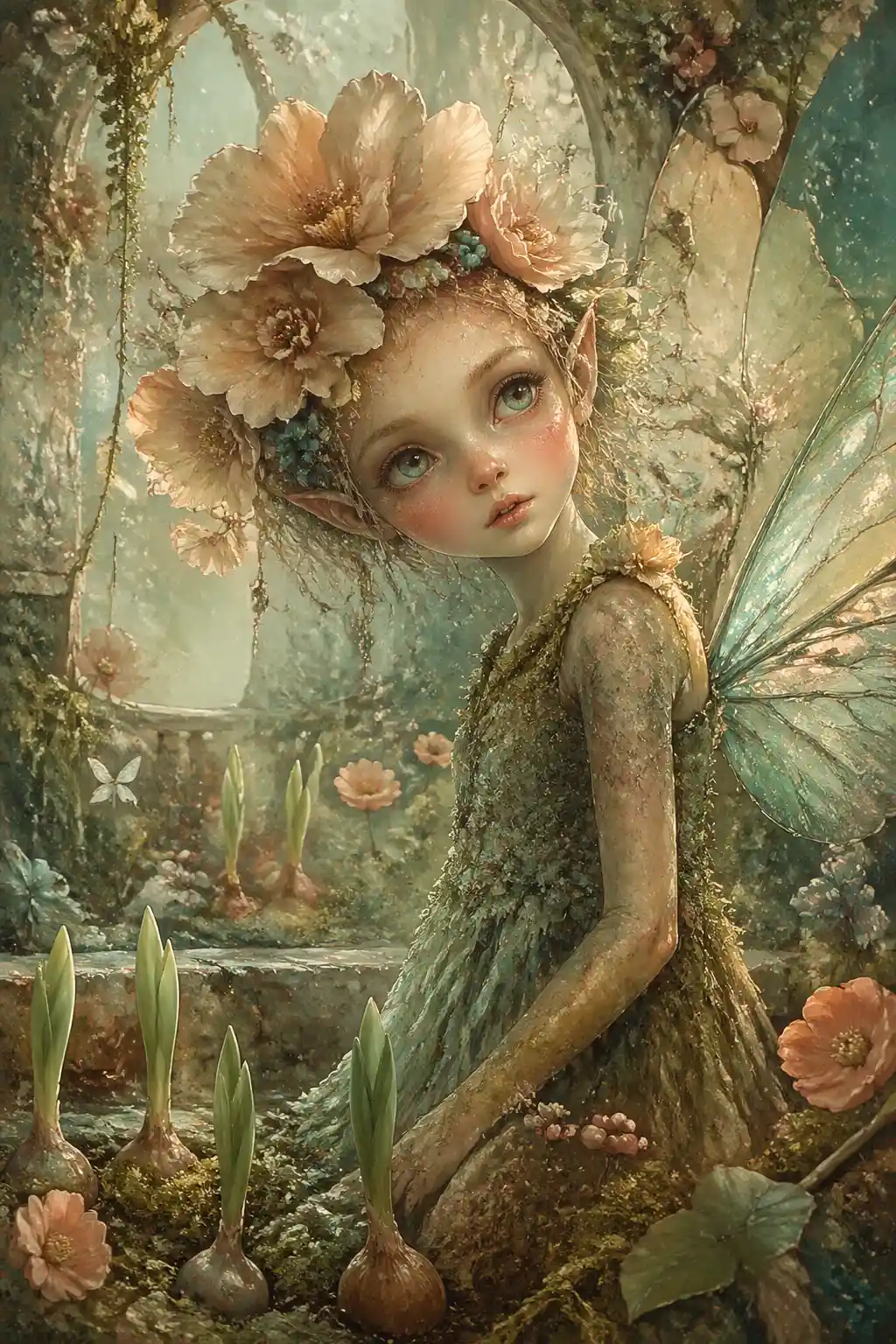 Whimsical Fairy In A Colorful Surreal Fantasy Garden
