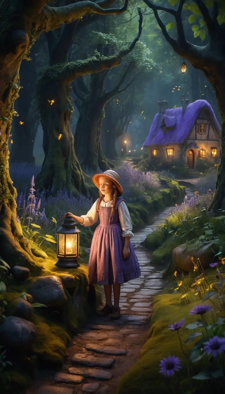 Enchanted Medieval Village In A Glowing Fantasy Forest