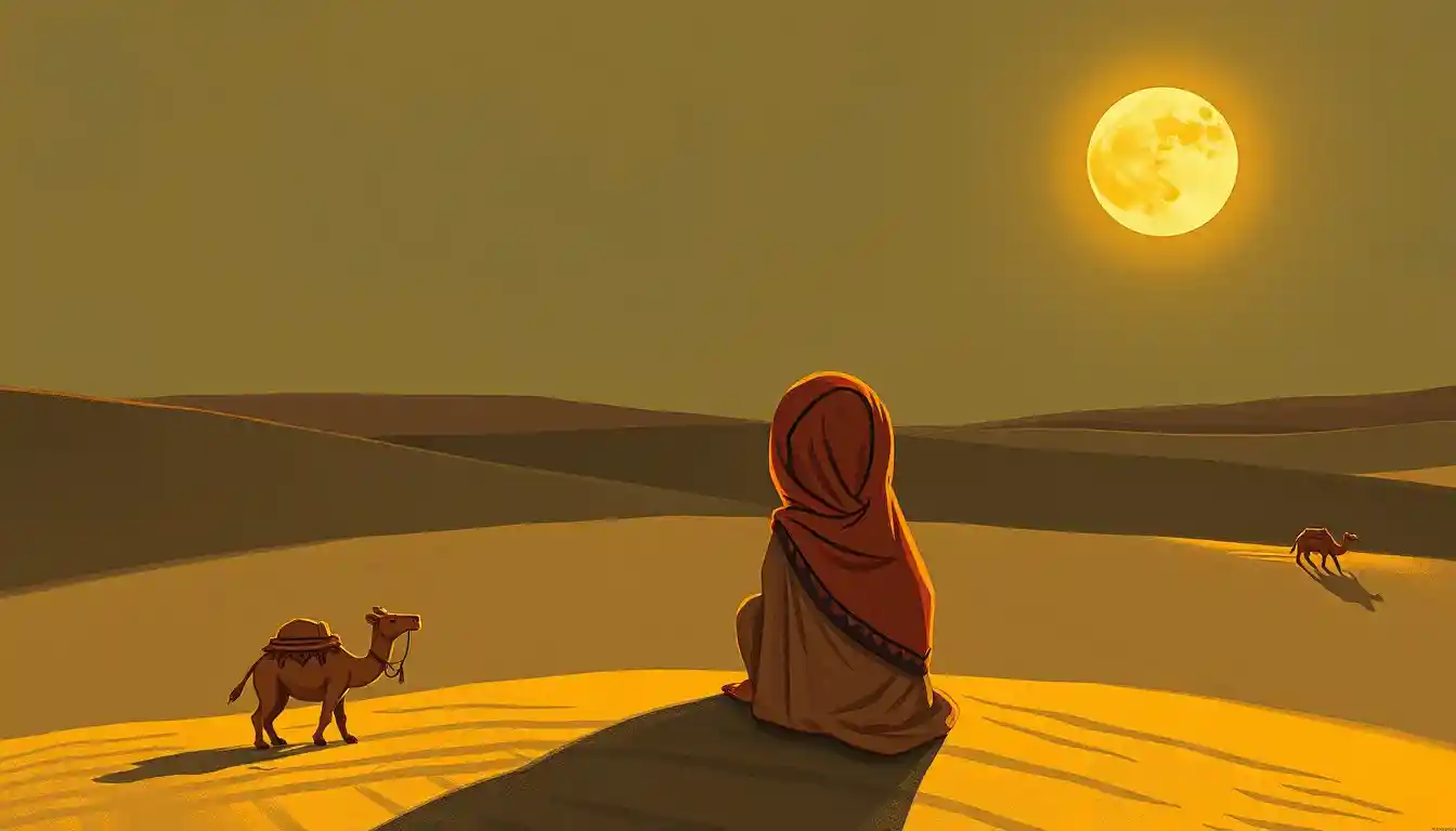 Young girl author imagining a nomad child in the desert
