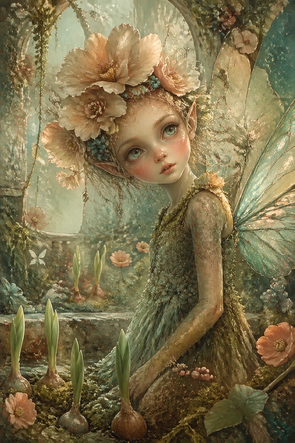Whimsical Fairy In A Colorful Surreal Fantasy Garden