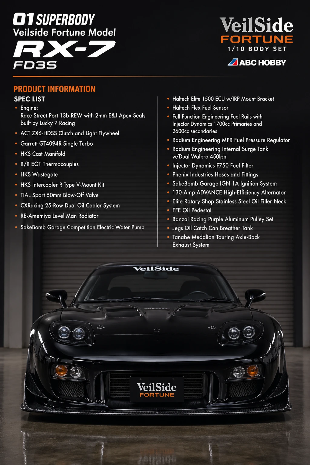 Front view of Mazda RX 7 FD3S Veilside Fortune body