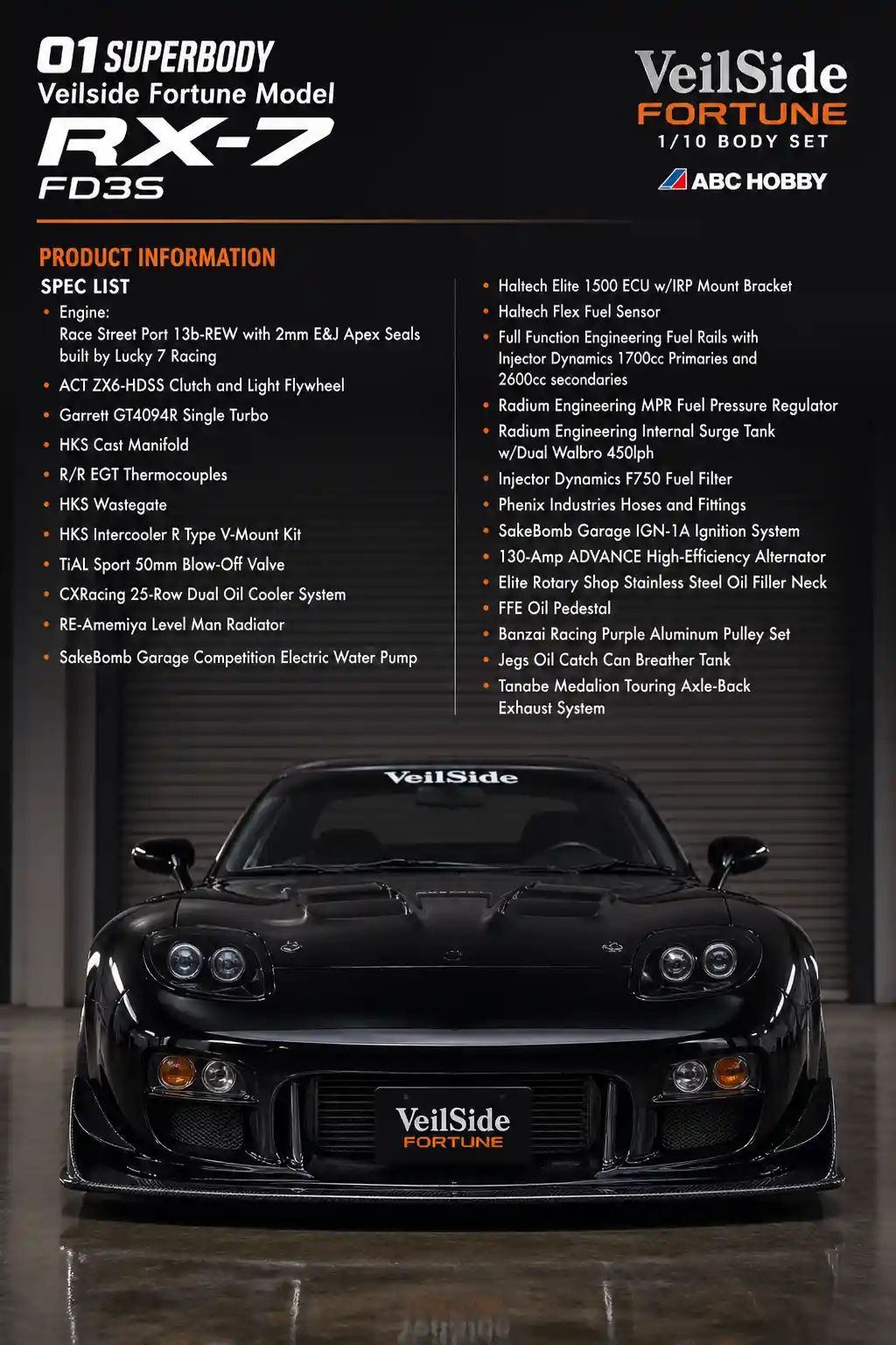 Front view of Mazda RX 7 FD3S Veilside Fortune body