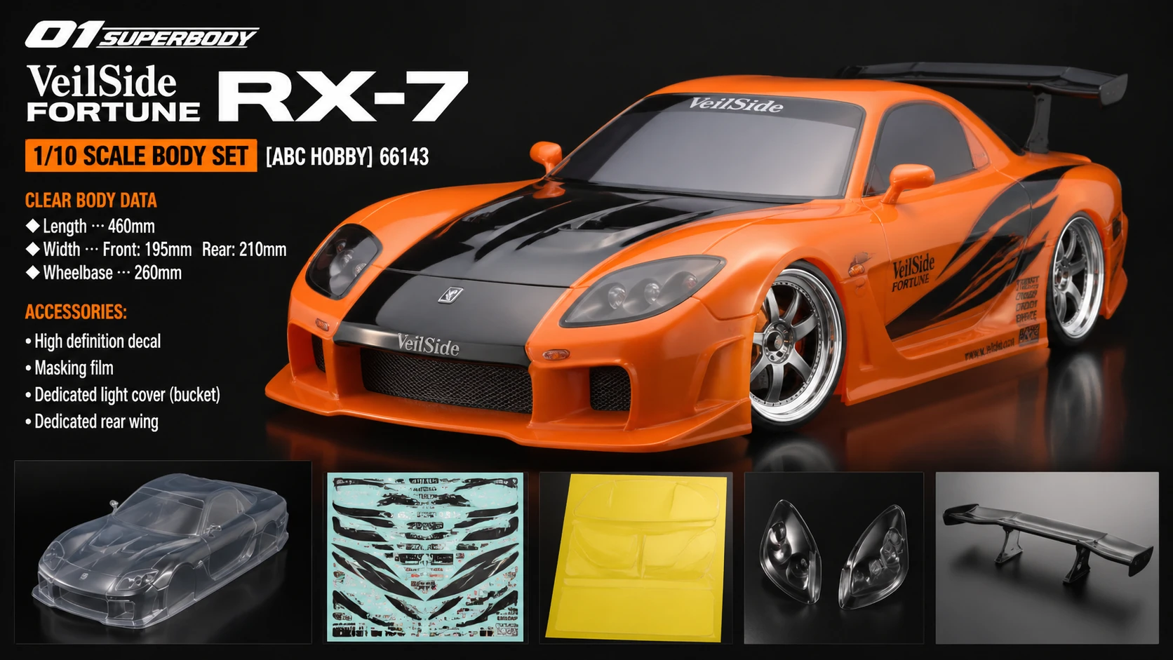 Mazda RX 7 FD3S Veilside Fortune detailed model body set